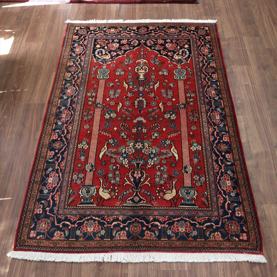 イランの手織り絨毯 カシャーン 212x131cm 赤いミフラープ ペルシャ絨毯 | 