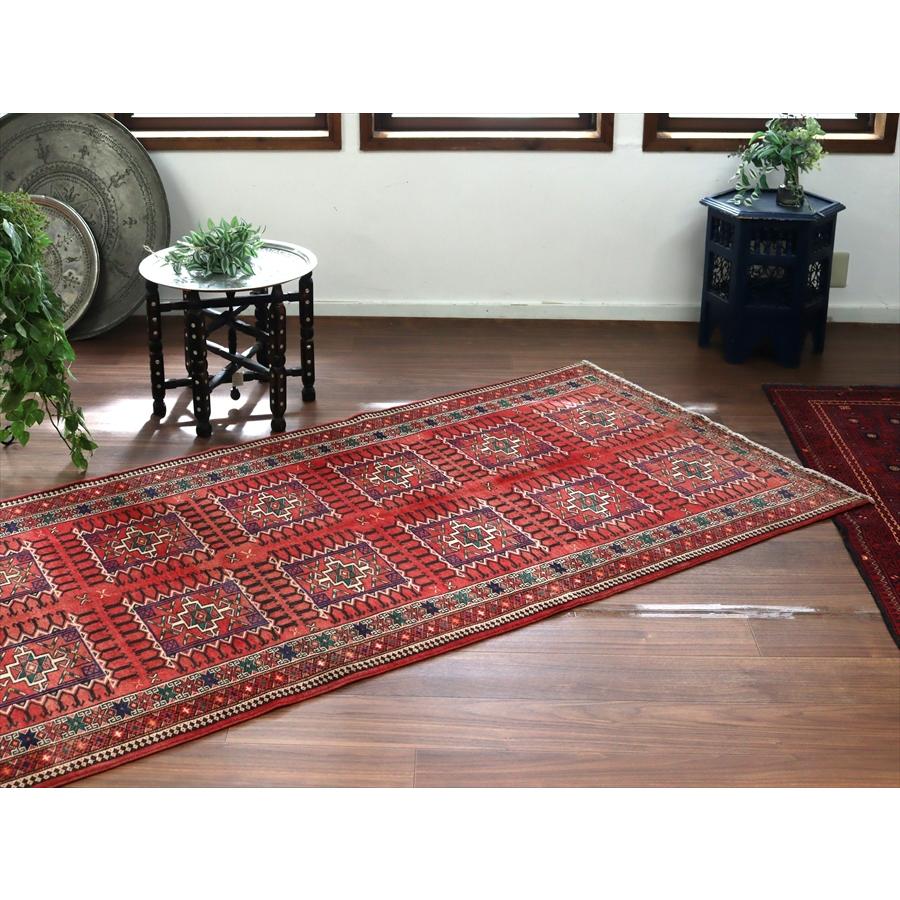 イランの手織りラグ トルクメン 291x111cm 細長いサイズ 幾何学模様 |  | 02