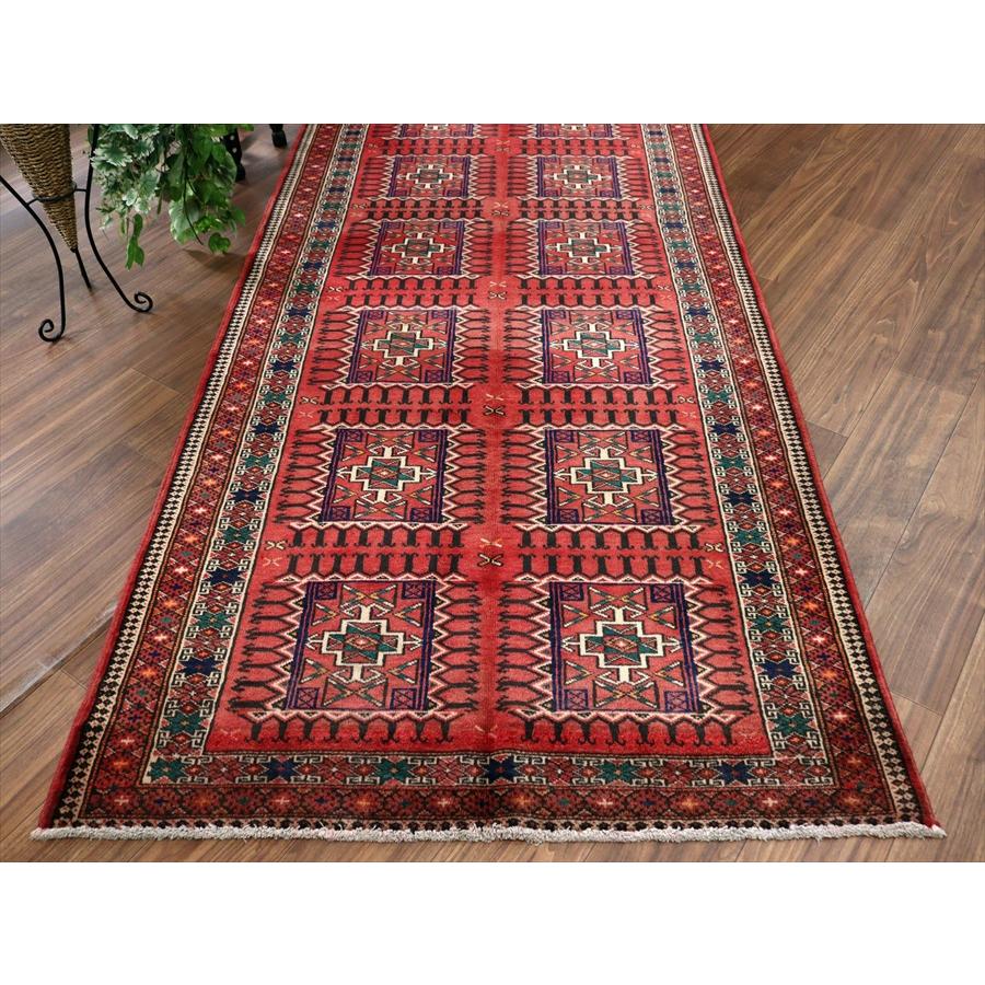 イランの手織りラグ トルクメン 291x111cm 細長いサイズ 幾何学模様 |  | 03