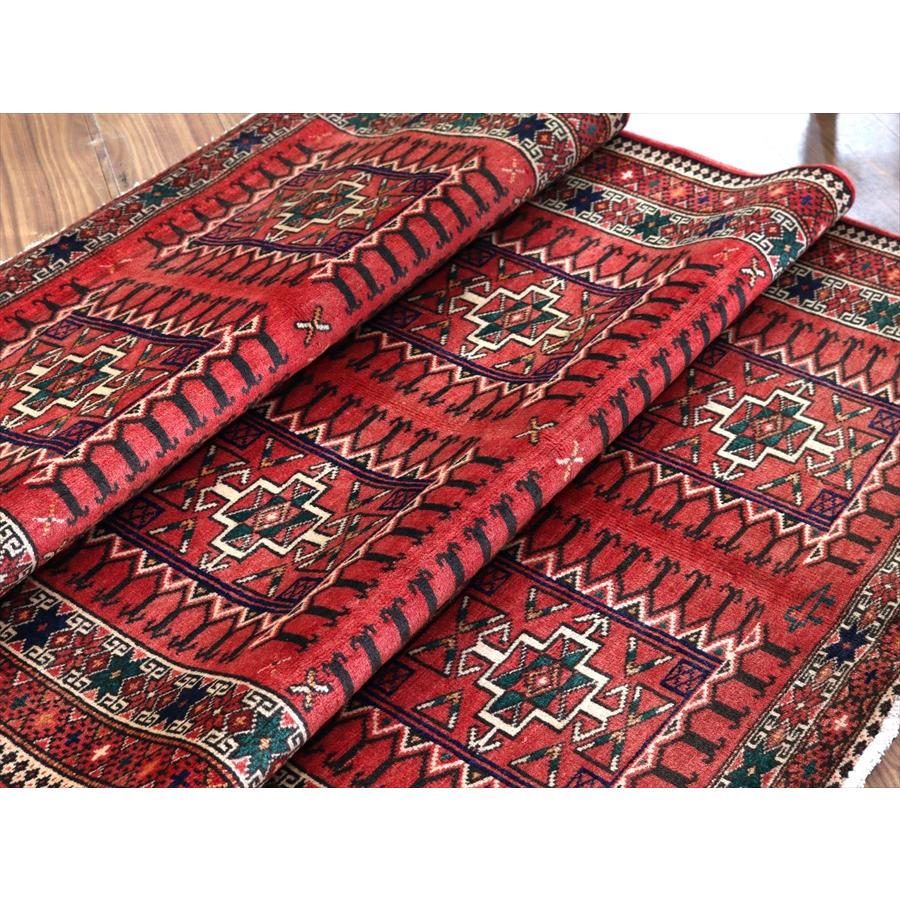 イランの手織りラグ トルクメン 291x111cm 細長いサイズ 幾何学模様 |  | 07