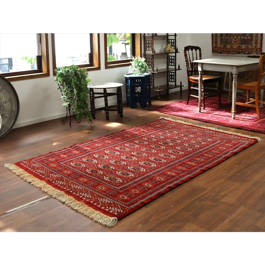 トルクメン族の絨毯 トライバルラグ 208x134cm 連なるギュル文様 手織りラグ |  | 01