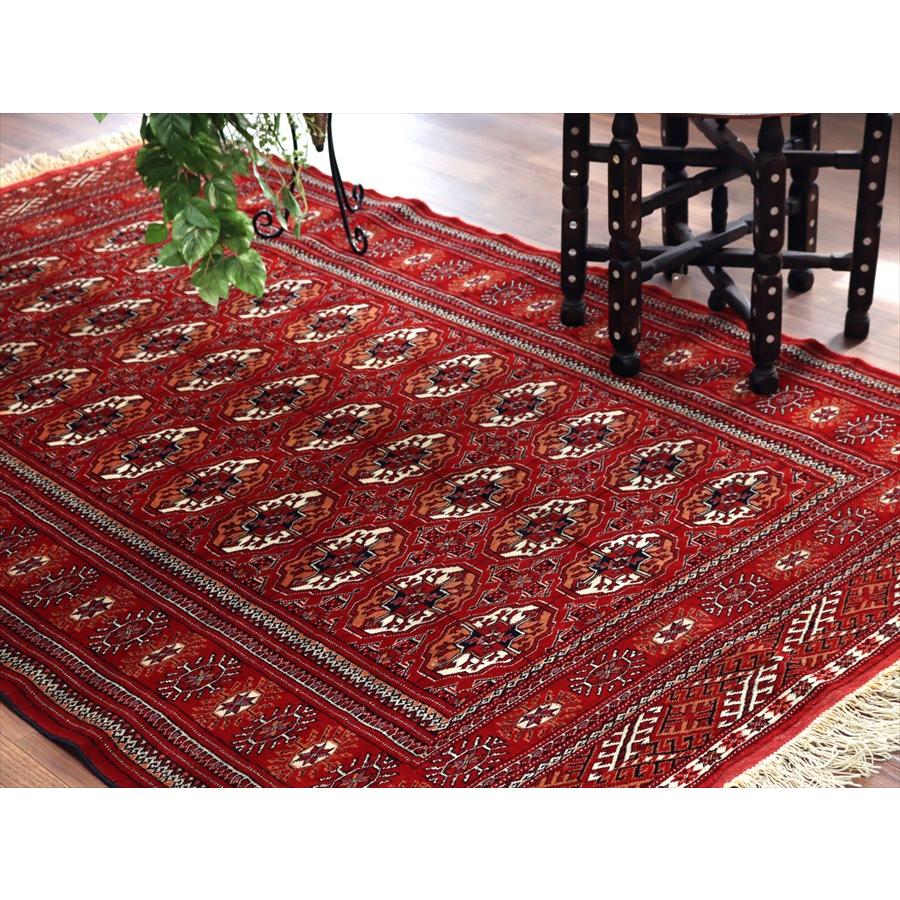 トルクメン族の絨毯 トライバルラグ 208x134cm 連なるギュル文様 手織りラグ |  | 06