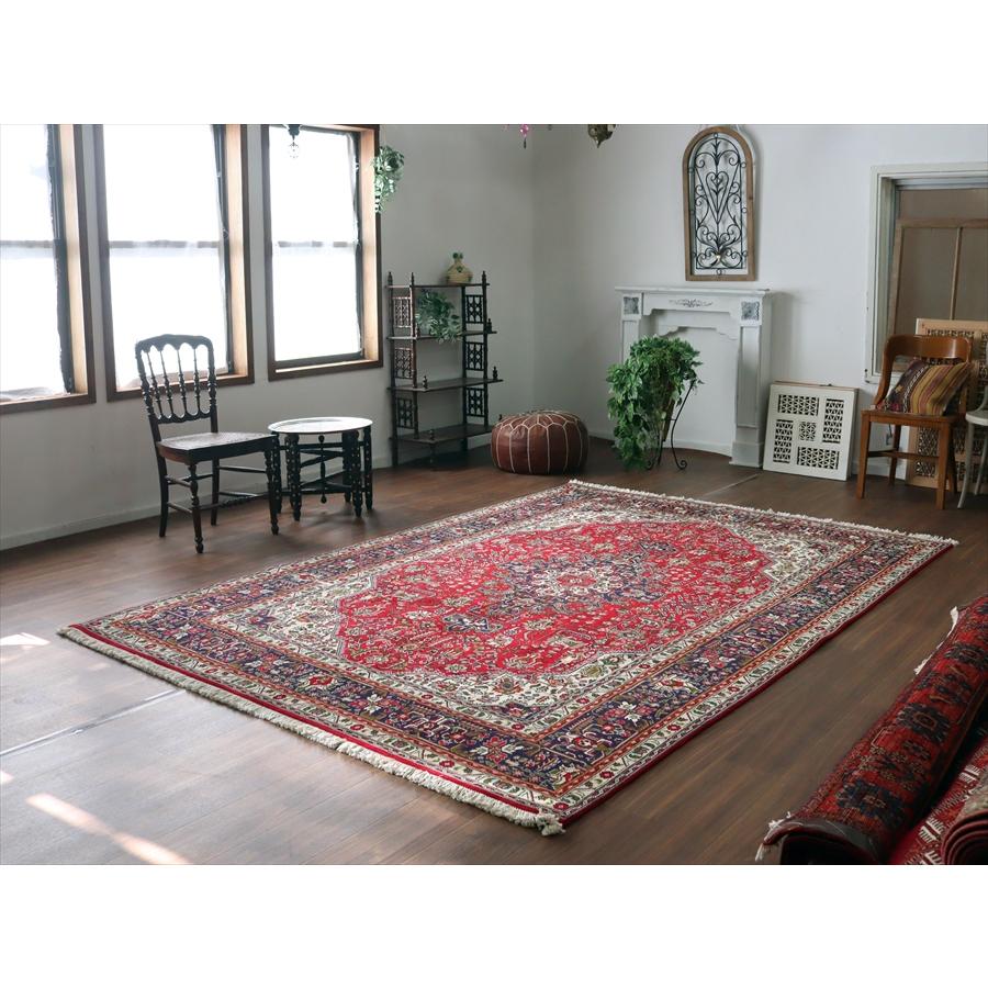 ペルシャ絨毯 タブリーズ産 284x199cm メダリオンと小花