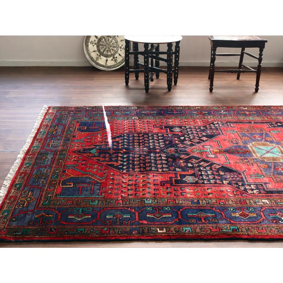 大判162×227 夕焼けオレンジ　擦れ　メダリオン　トルコヴィンテージラグ 大判162×227 夕焼けオレンジ 貴重 メダリオン トルコヴィンテージラグ