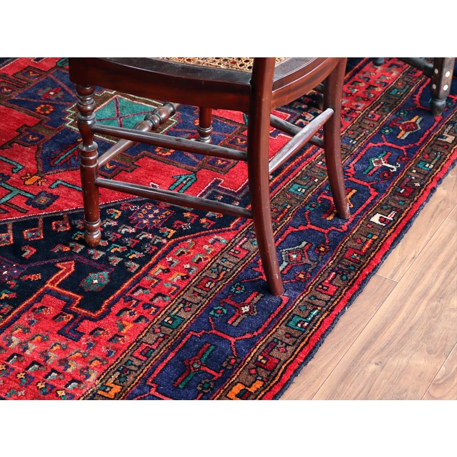 トライバルラグ シラーズ ハムセ 279x151cm レッド＆ネイビー 六角メダリオン_9