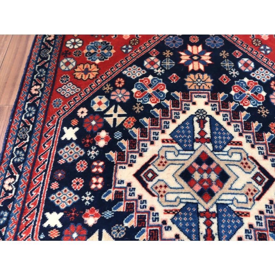 イランの手織りラグ 草木染 91x62cm 六角メダリオン カシュクーリ |  | 05