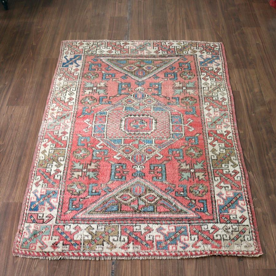 トルコ絨毯 チャナッカレ 175x119cm 色褪せたレッド＆ブルー | 