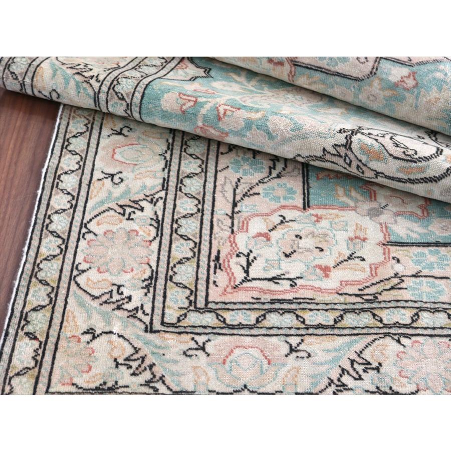 オールドカーペット トルコ絨毯 208x145cm 色褪せたターコイズブルー |  | 14