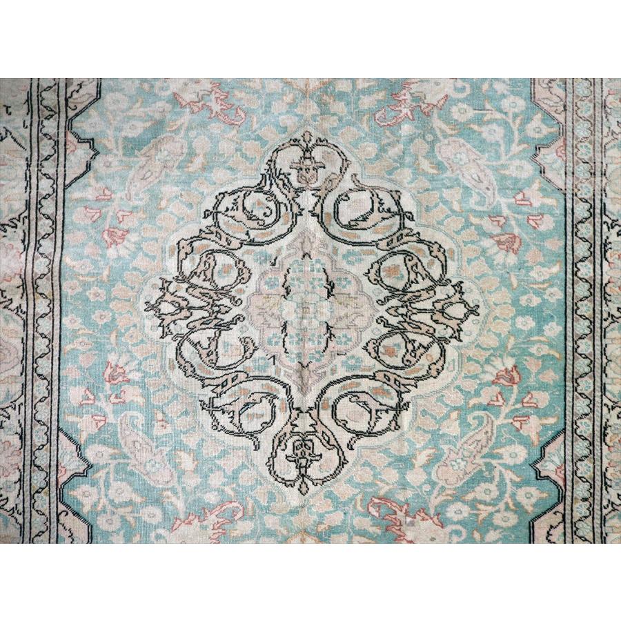 オールドカーペット トルコ絨毯 208x145cm 色褪せたターコイズブルー |  | 05