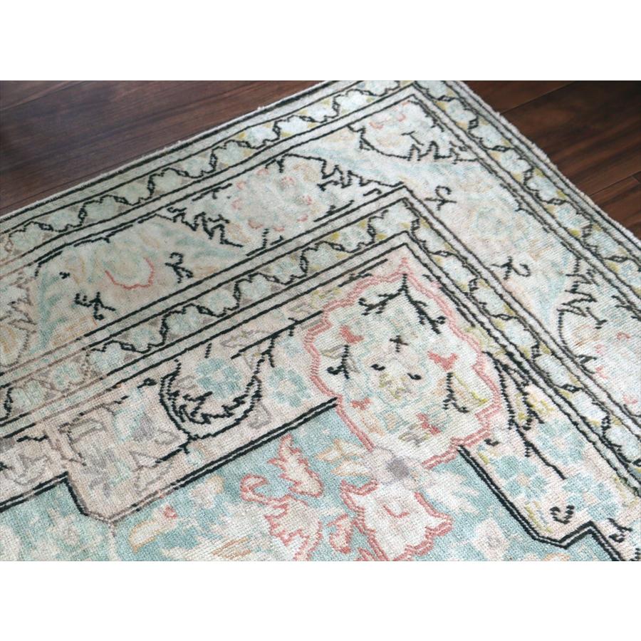 オールドカーペット トルコ絨毯 208x145cm 色褪せたターコイズブルー |  | 08