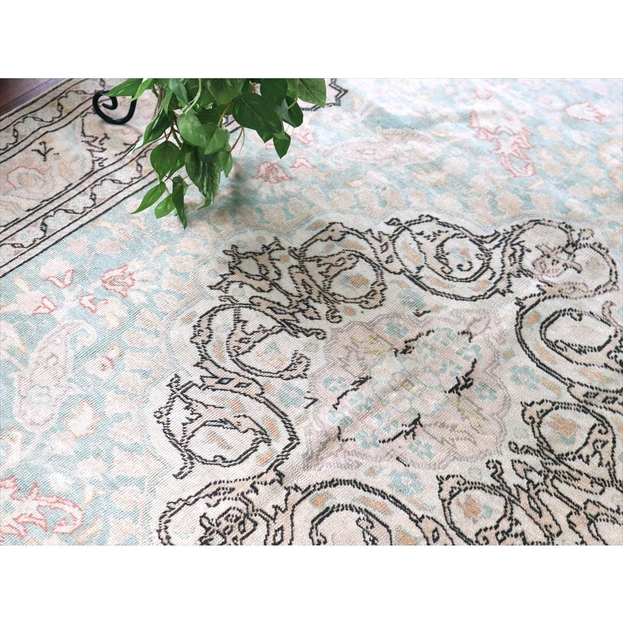 オールドカーペット トルコ絨毯 208x145cm 色褪せたターコイズブルー |  | 09