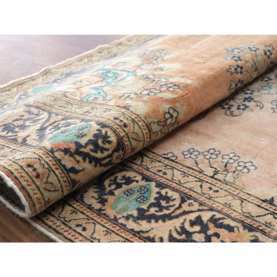 オールドカーペット パステルカラー 148x95cm 花形のメダリオン ヴィンテージラグ |  | 14