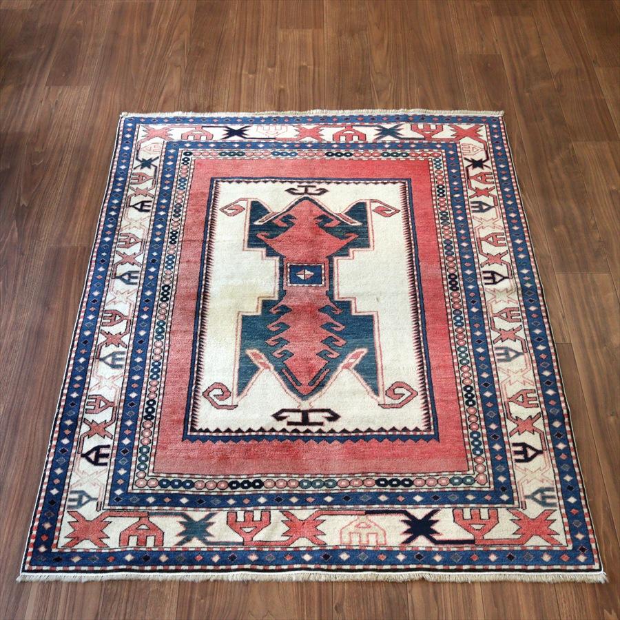 オールドラグ シルヴァン 150x120cm 手織り絨毯 幾何学モチーフ | 