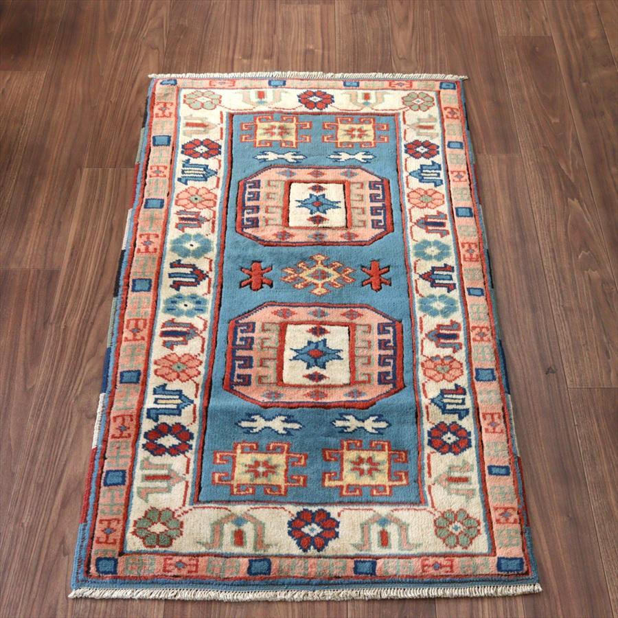 トルコの手織り絨毯 チャナッカレ 148x82cm 幾何学モチーフと小花 | 