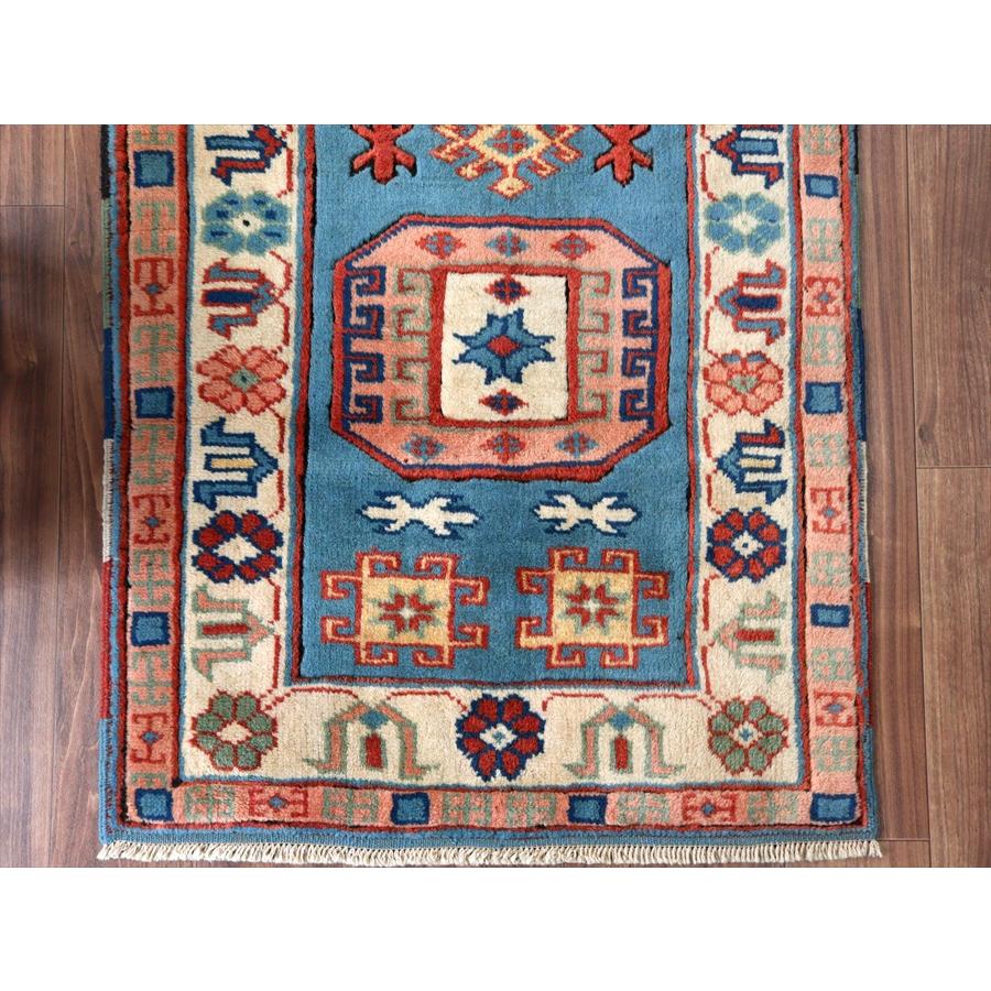 トルコの手織り絨毯 チャナッカレ 148x82cm 幾何学モチーフと小花 |  | 03