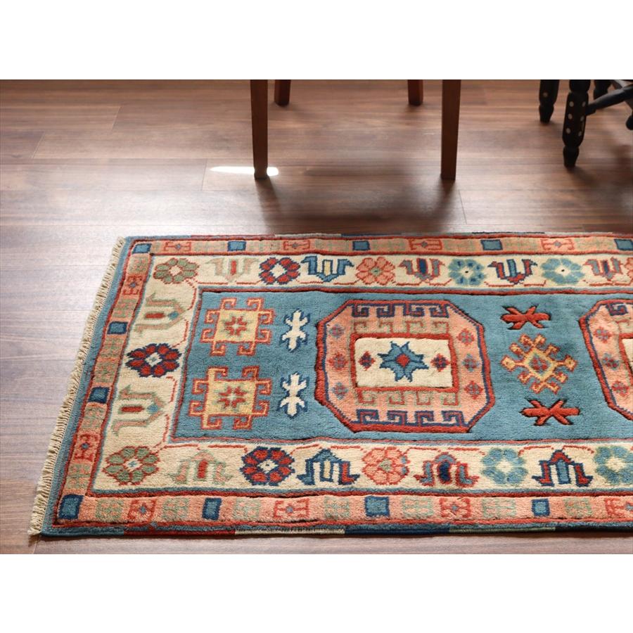 トルコの手織り絨毯 チャナッカレ 148x82cm 幾何学モチーフと小花 |  | 08