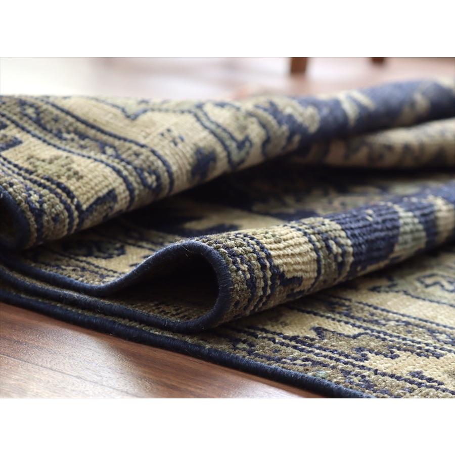 トルコの手織り絨毯 ウシャク 162x109cm メダリオンと幾何学モチーフ ネイビー |  | 11