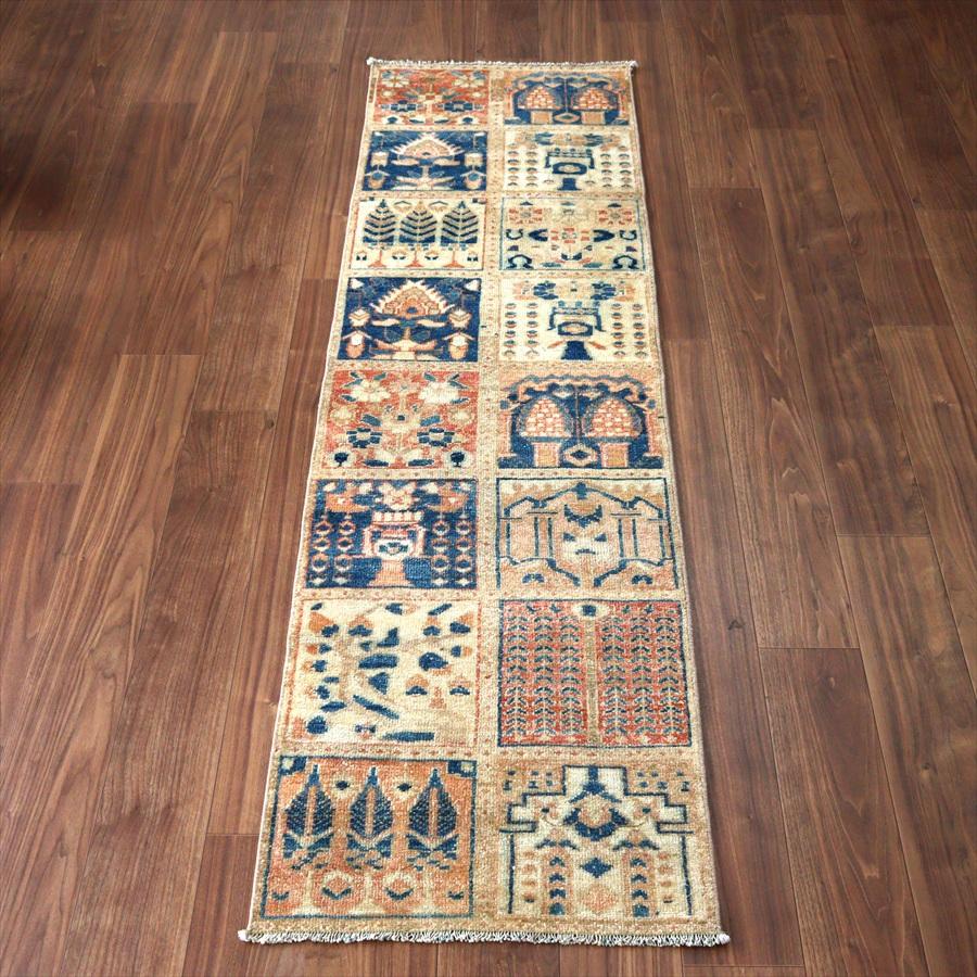 イランの手織り絨毯 バフティアリ 222x60cm タイルデザイン 細長いサイズ | 