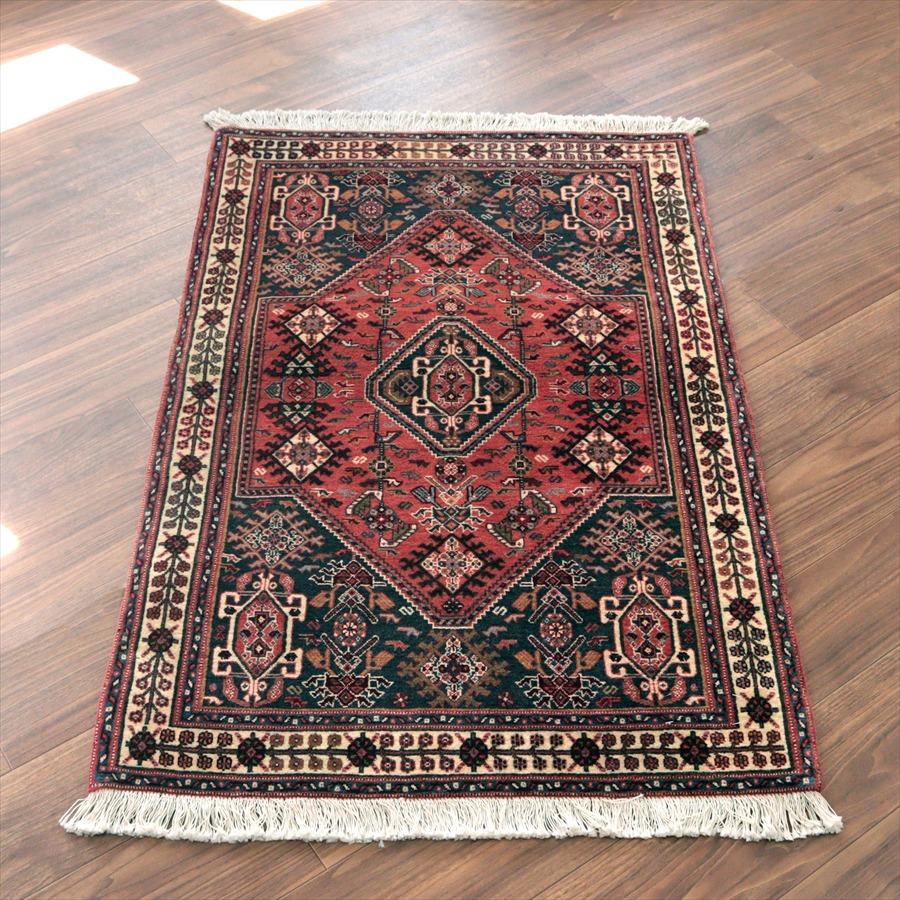 六角メダリオン 部族絨毯 125x82cm カシュカイ族の手織りラグ カシュクーリ | 