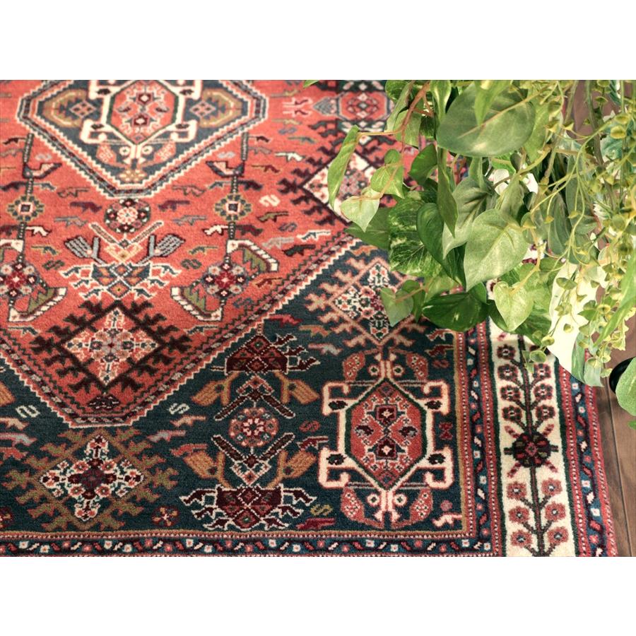 六角メダリオン 部族絨毯 125x82cm カシュカイ族の手織りラグ カシュクーリ |  | 10