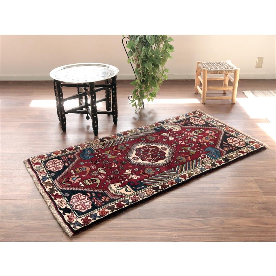 赤い六角メダリオン 141x72cm 部族絨毯 イランの手織りラグ |  | 01