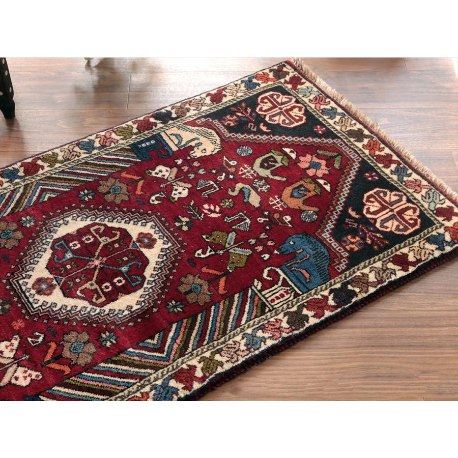 赤い六角メダリオン 141x72cm 部族絨毯 イランの手織りラグ |  | 02