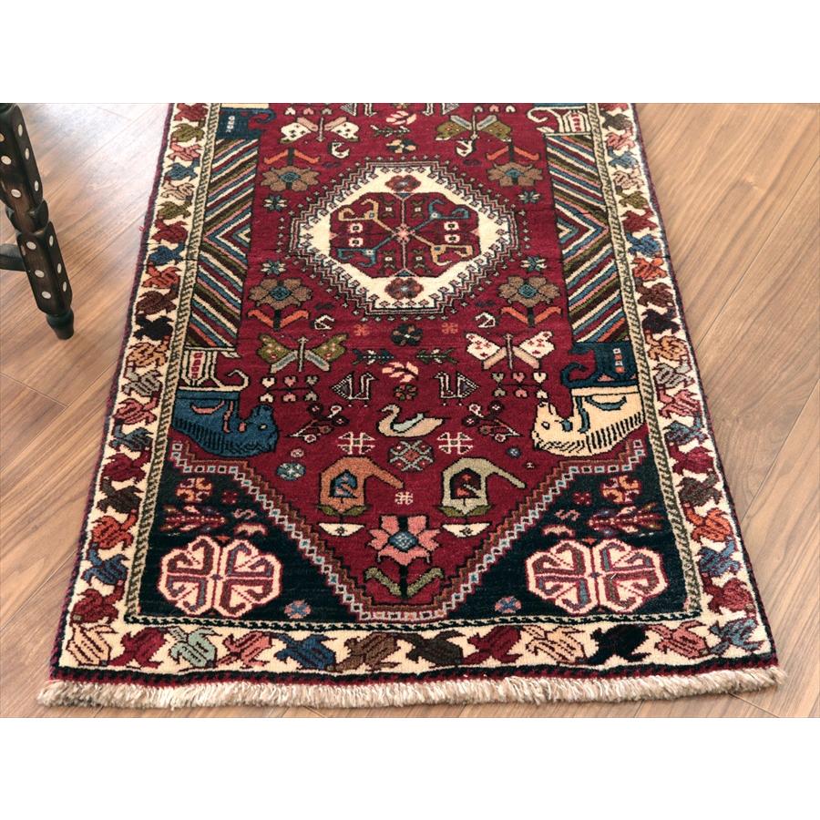 赤い六角メダリオン 141x72cm 部族絨毯 イランの手織りラグ |  | 03