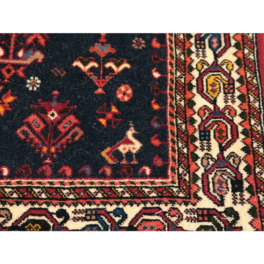 イランの手織りラグ 花と動物 141x105cm ネイビー 部族絨毯 |  | 07