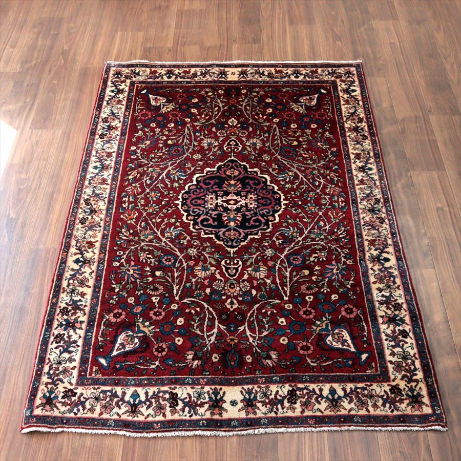 ペルシャ絨毯 サーベ 202x131cm 連なるフラワーデザイン 手織りラグ | 