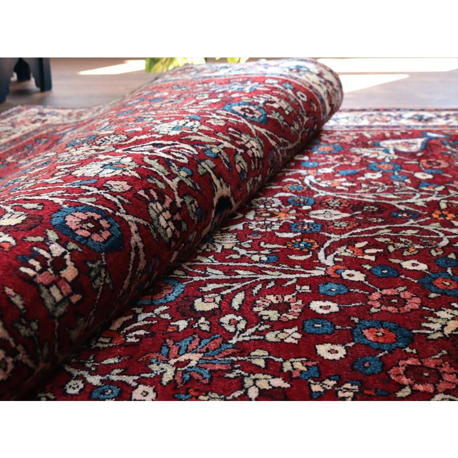 ペルシャ絨毯 サーベ 202x131cm 連なるフラワーデザイン 手織りラグ |  | 11