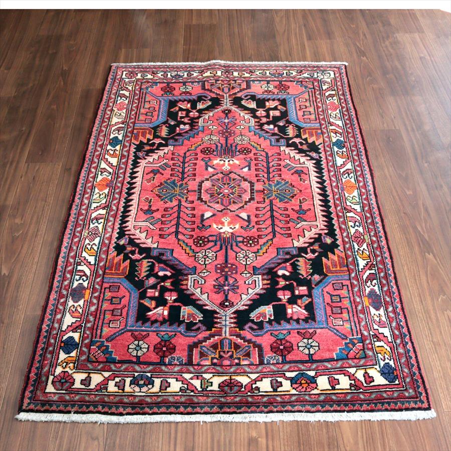 イランの手織りラグ トイセルカン 177x114cm メダリオンと小花 レッド＆ネイビー | 