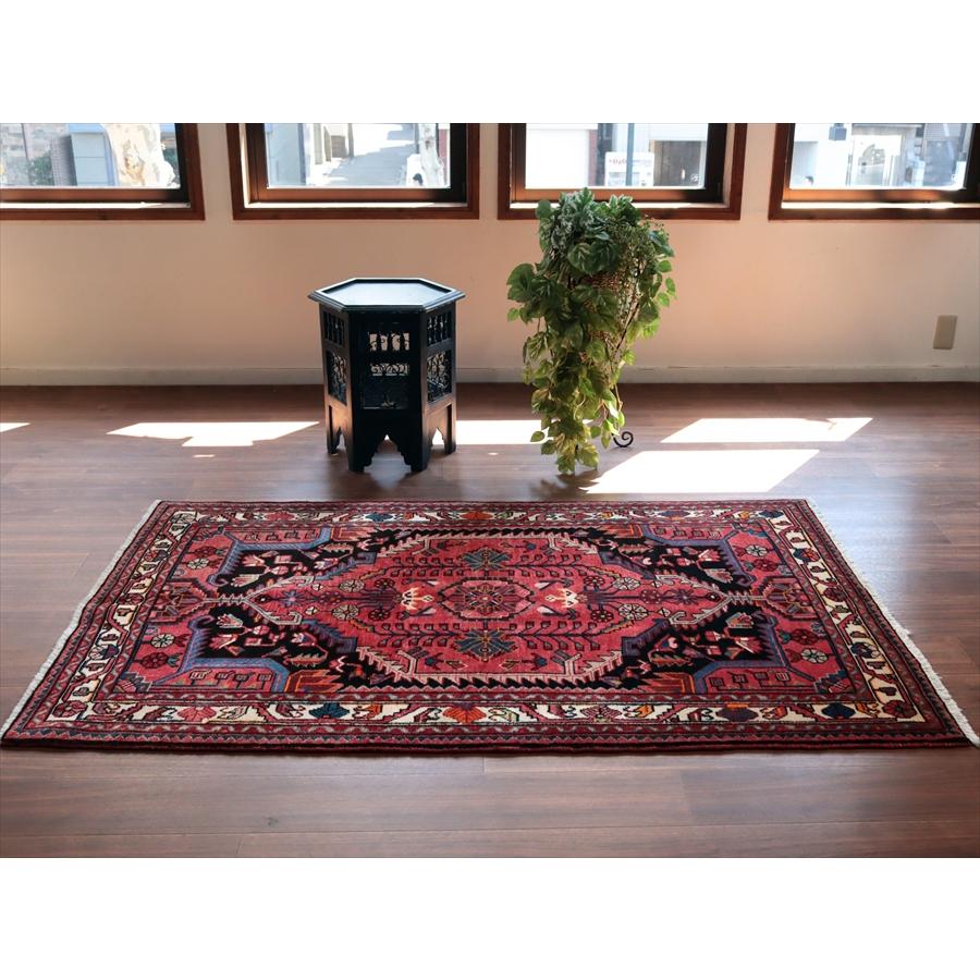 イランの手織りラグ トイセルカン 177x114cm メダリオンと小花 レッド＆ネイビー |  | 01