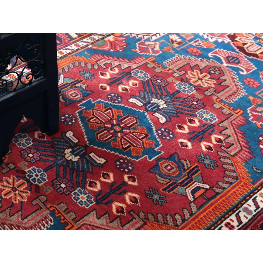 イランの手織りラグ トイセルカン 153x117cm メダリオンと小花 レッド＆ブルー |  | 06