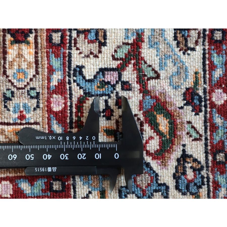 ペルシャ絨毯 ビルジャンド 147x99cm 連なる花のデザイン アイボリー 手織りラグ |  | 13