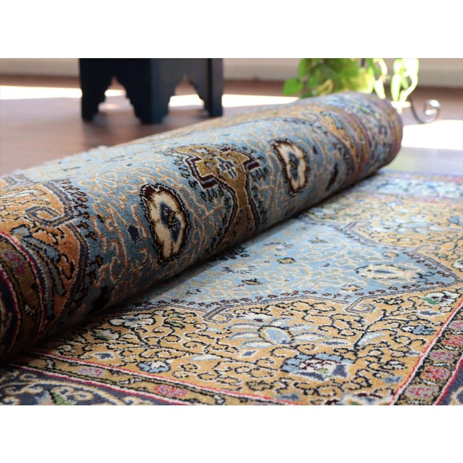 ペルシャ絨毯 シャヘレザー 173x106cm 連なる花模様 ブラウン＆ネイビー 手織りラグ |  | 10