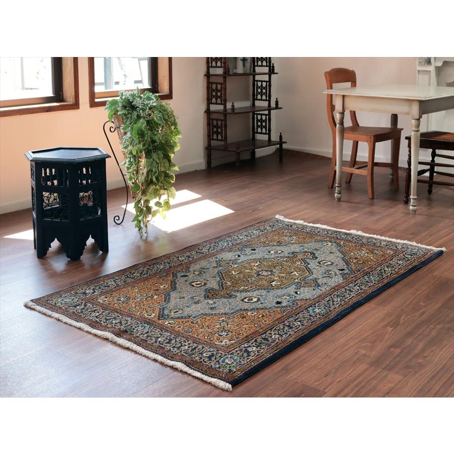 ペルシャ絨毯 シャヘレザー 173x106cm 連なる花模様 ブラウン＆ネイビー 手織りラグ |  | 01