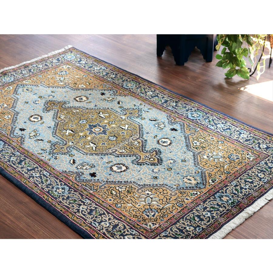 ペルシャ絨毯 シャヘレザー 173x106cm 連なる花模様 ブラウン＆ネイビー 手織りラグ |  | 05