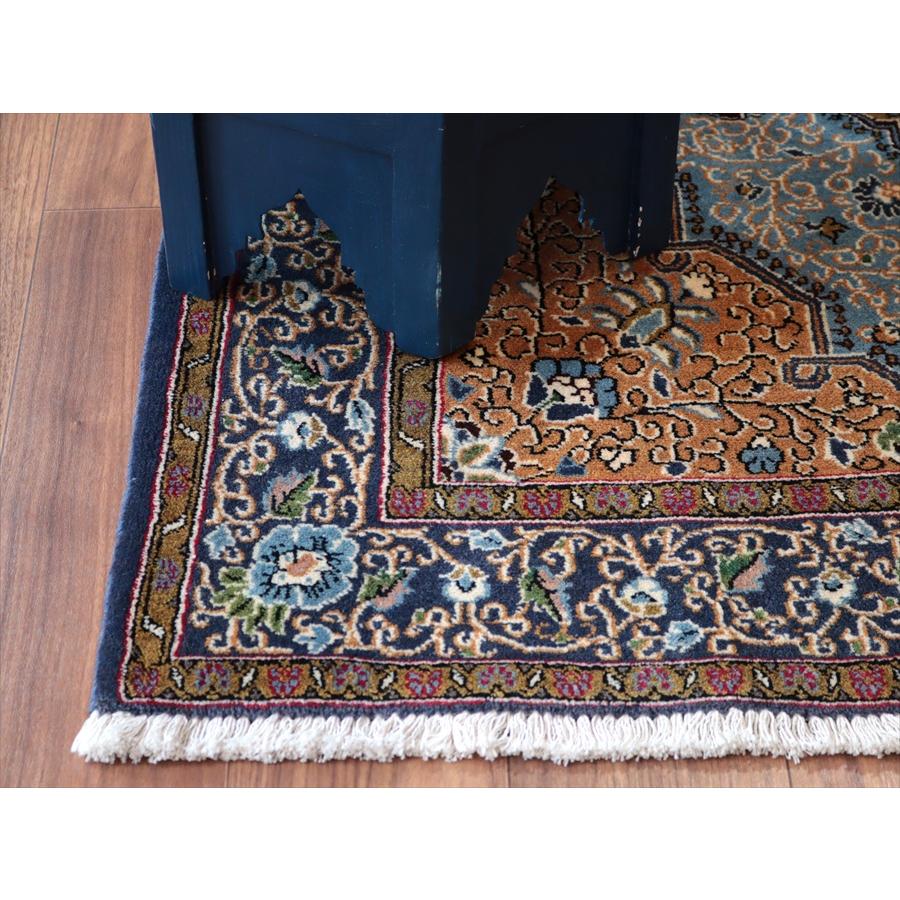 ペルシャ絨毯 シャヘレザー 173x106cm 連なる花模様 ブラウン＆ネイビー 手織りラグ |  | 08