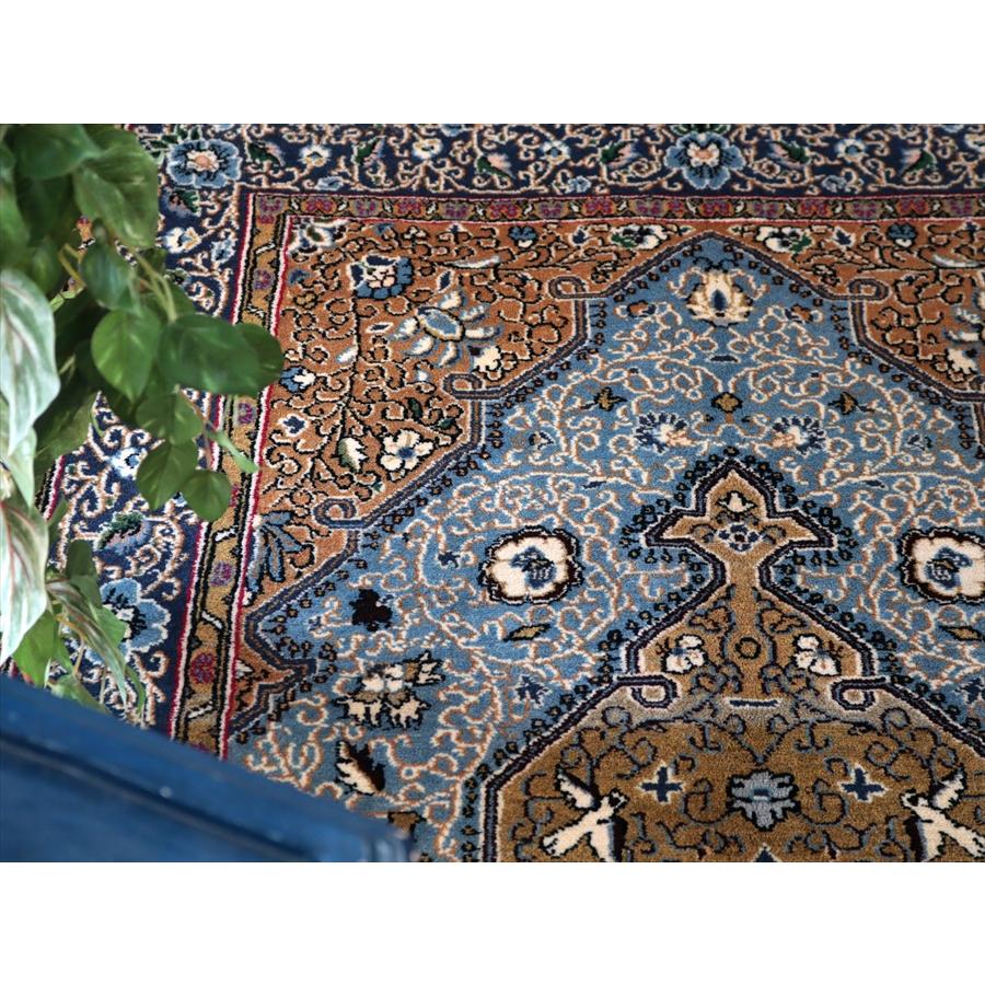 ペルシャ絨毯 シャヘレザー 173x106cm 連なる花模様 ブラウン＆ネイビー 手織りラグ |  | 09