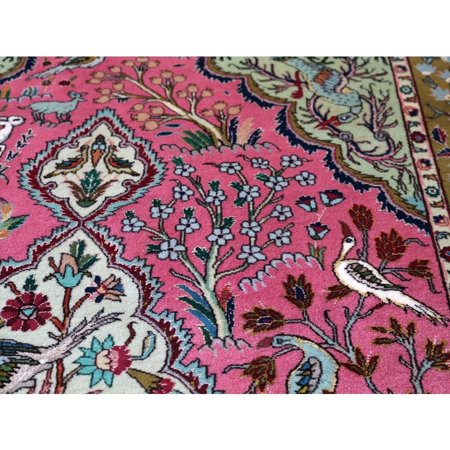 ペルシャ絨毯 タブリーズ 154x99cm 動物と植物 グリーン＆レッド 手織りラグ |  | 10