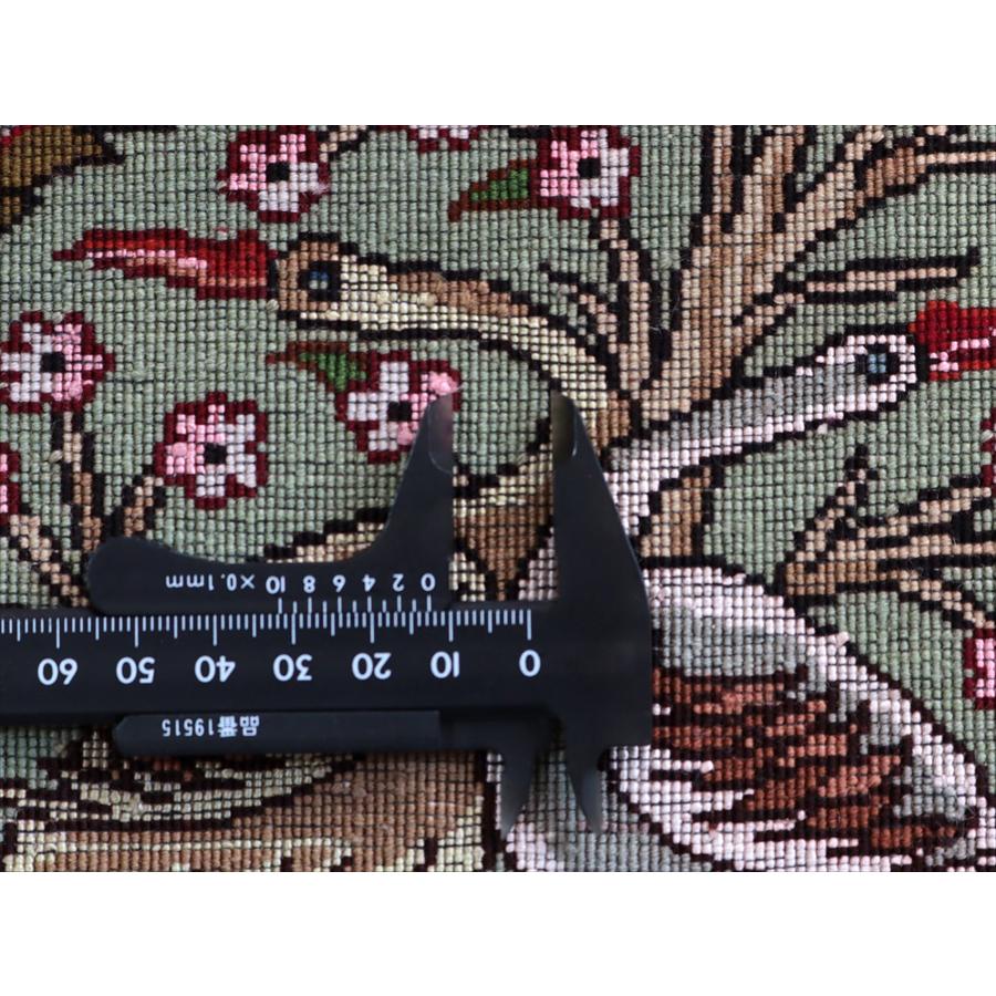 ペルシャ絨毯 タブリーズ 154x99cm 動物と植物 グリーン＆レッド 手織りラグ |  | 14