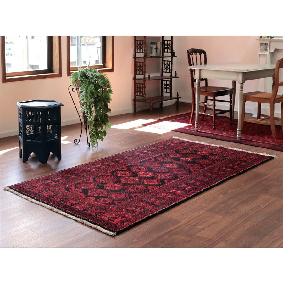 イランの手織りラグ バルーチ 210x110cm 連なる幾何学模様 レッド |  | 01