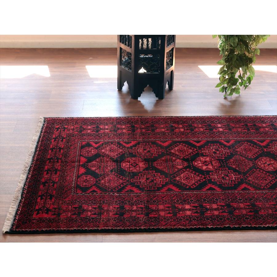 イランの手織りラグ バルーチ 210x110cm 連なる幾何学模様 レッド |  | 03