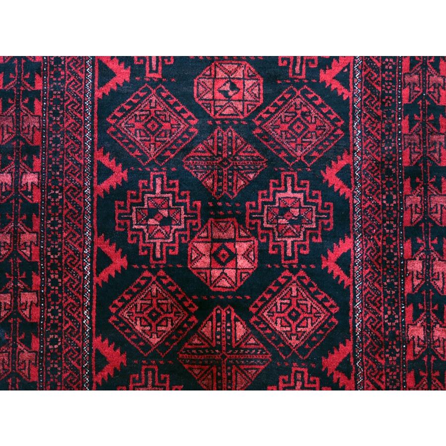 イランの手織りラグ バルーチ 210x110cm 連なる幾何学模様 レッド |  | 04
