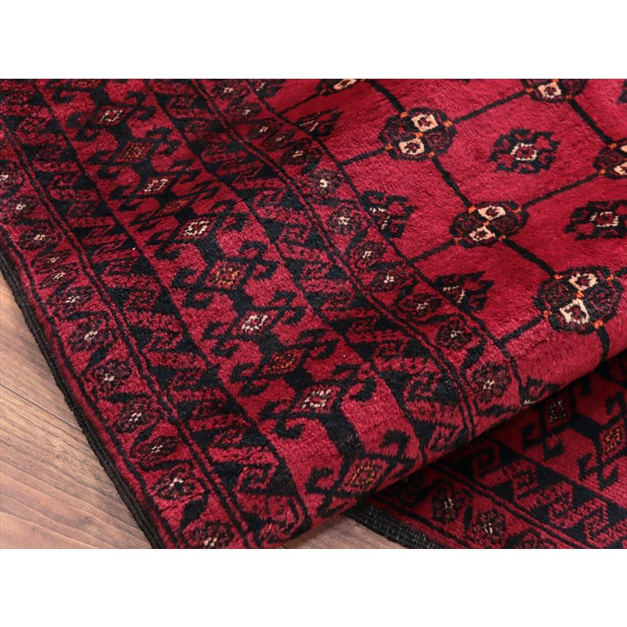 イランの手織りラグ バルーチ 214x115cm 連なる幾何学模様 レッド |  | 10