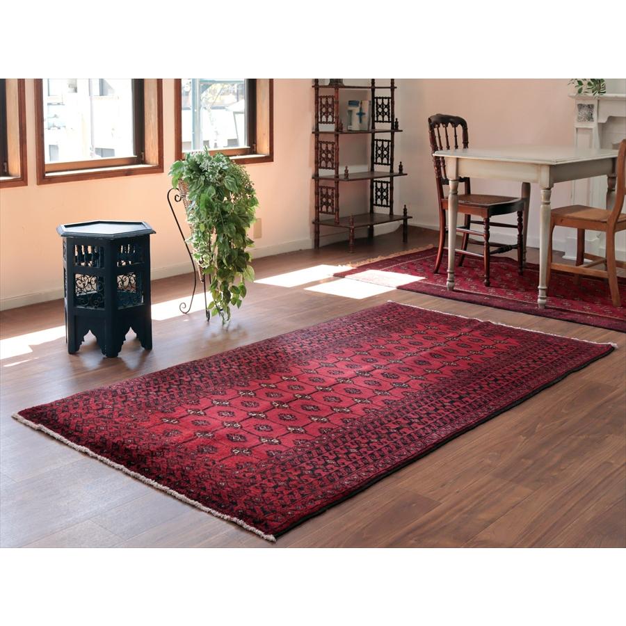 イランの手織りラグ バルーチ 214x115cm 連なる幾何学模様 レッド |  | 01