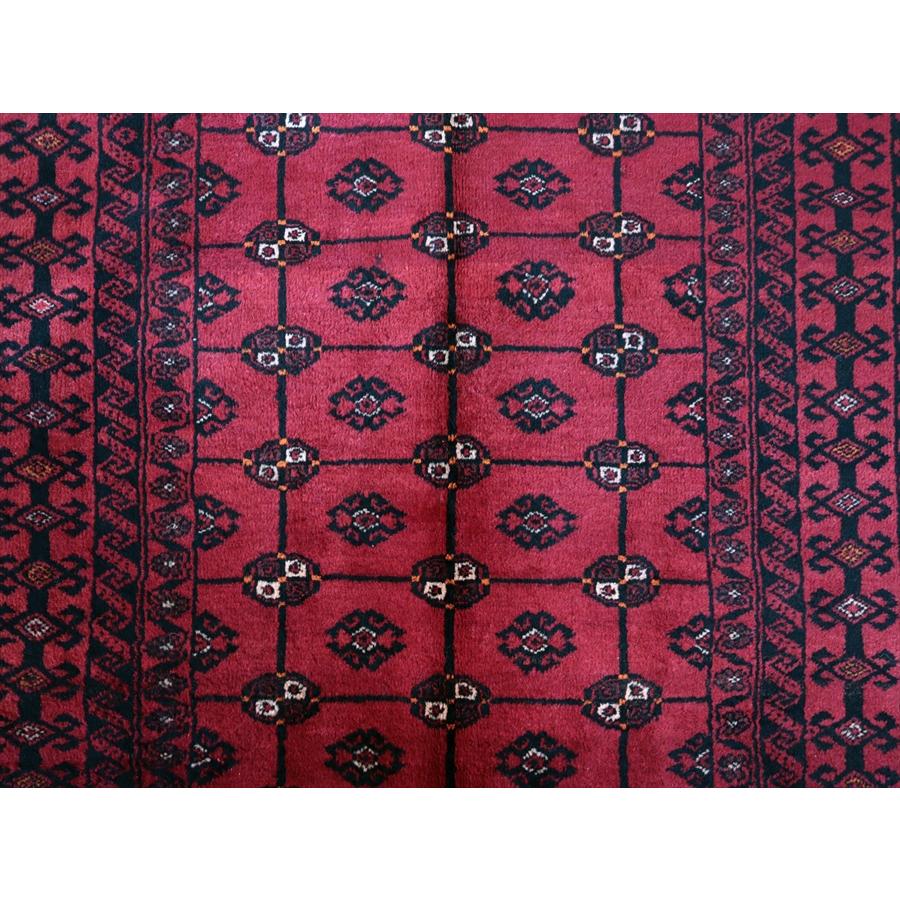 イランの手織りラグ バルーチ 214x115cm 連なる幾何学模様 レッド |  | 04