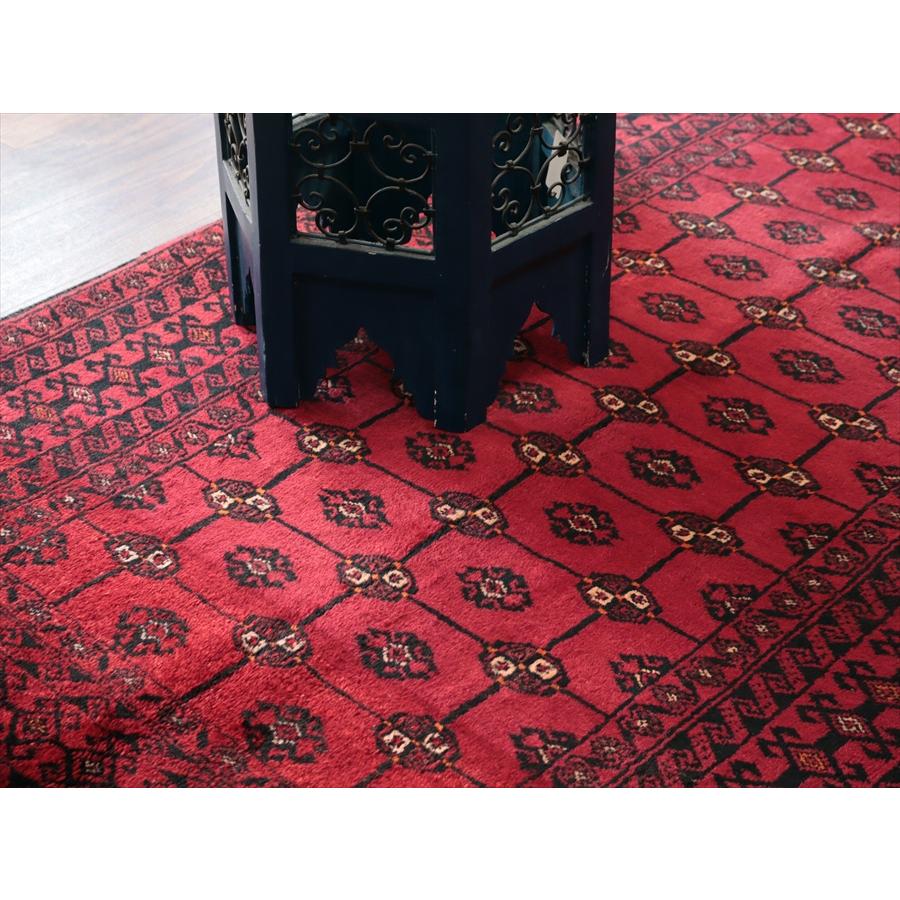 イランの手織りラグ バルーチ 214x115cm 連なる幾何学模様 レッド |  | 07