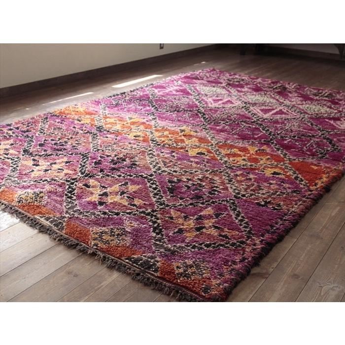 【モロッコハンベル絨毯】パープル模様　直輸入 モロッコハンベル絨毯】パープル模様 直輸入