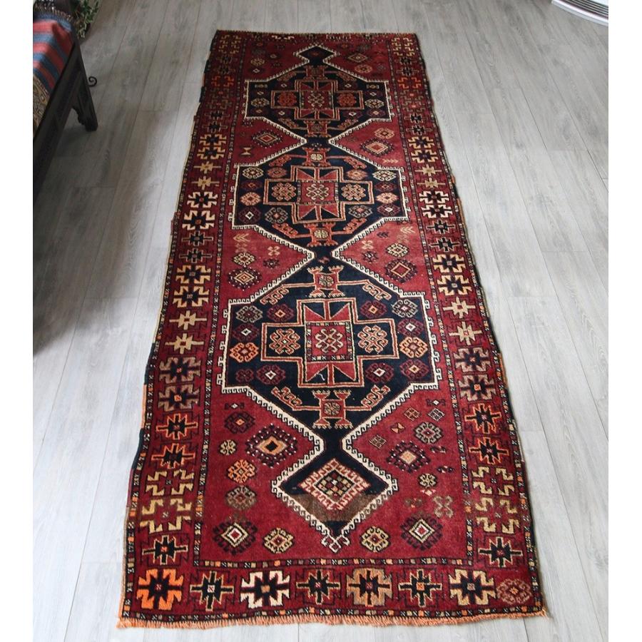 トライバルラグ/オールドカーペット クルディッシュ313×110cm３つの変形メダリオン ヨルルック | ブランド登録なし